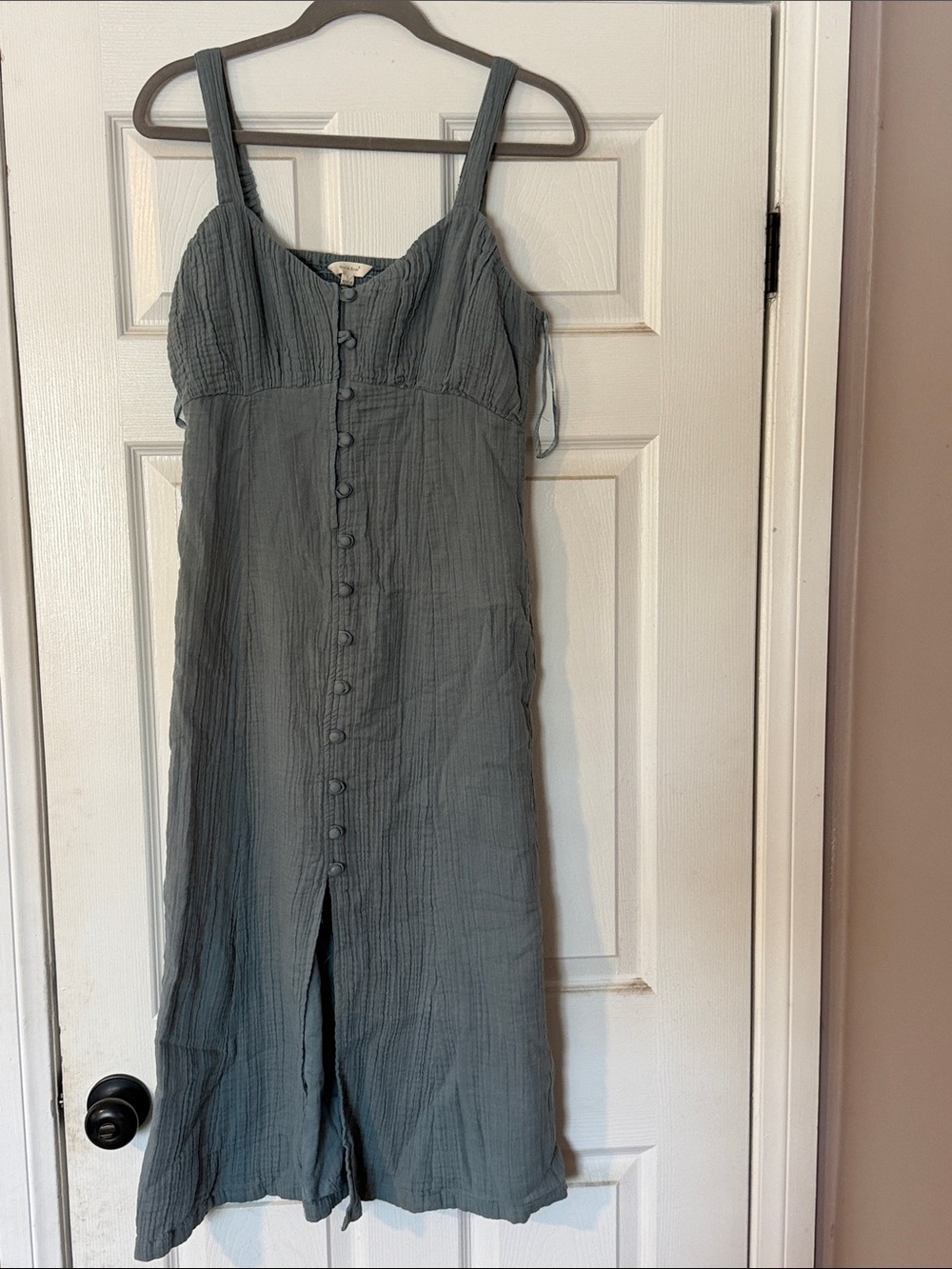 Sleeveless Button-Front Maxi Dress in Slate Gray